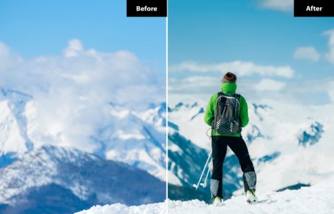 Фотография с цветокоррекцией из набора холодные зимние пресеты для горных пейзажей