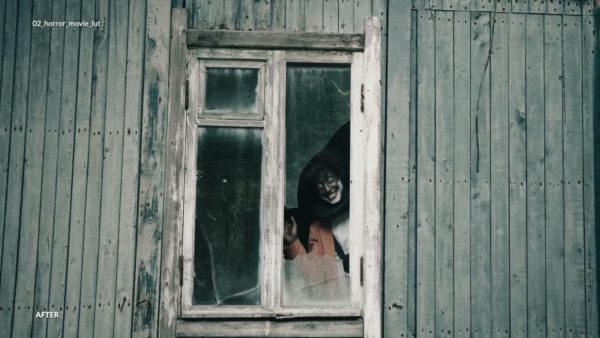 Пример работы LUT из набора Хоррор-LUT для мрачного видео Horror Film
