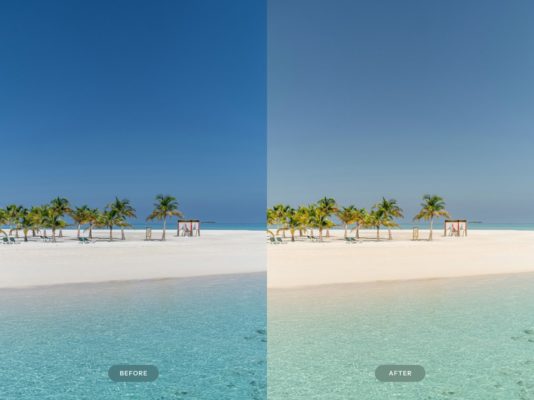 Фотография с цветокоррекцией из набора пляжные пресеты для яркого лета