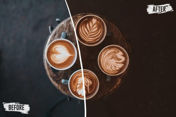 Кадр съёмки еды обработанный профилем из набора пресеты для кофейной эстетики