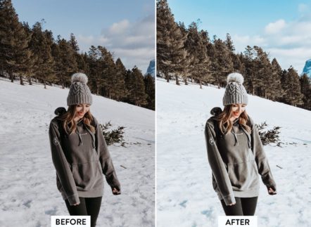 Фотография с цветокоррекцией из набора пресеты для морозных зимних прогулок