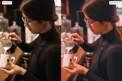 Фотография с цветокоррекцией из набора пресеты для съёмки кофеен и работы бариста