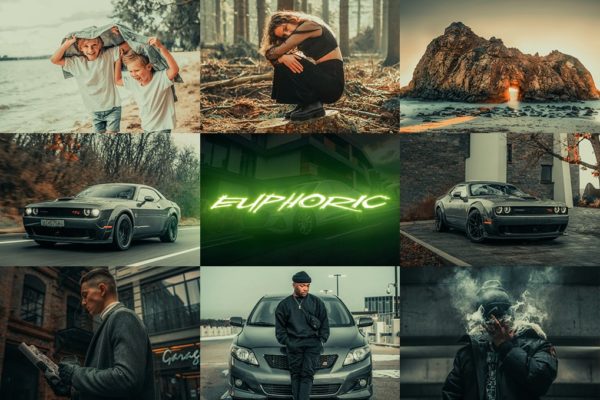 Пример тёмных атмосферных кадров после обработки пресетом из набора приглушённая киношная гамма пресет