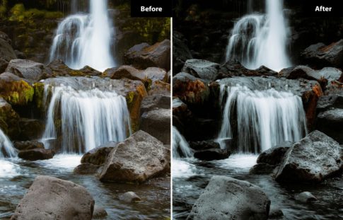 Фотография с цветокоррекцией из набора река и водопад пресеты