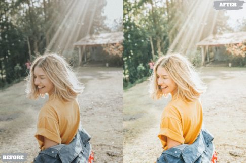 Фотография с цветокоррекцией из набора светлые солнечные пресеты для портретов на улице