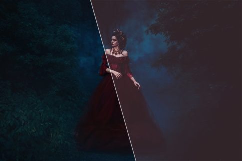 Фотография с цветокоррекцией из набора тёмные хоррор пресеты с зеленоватой кожей