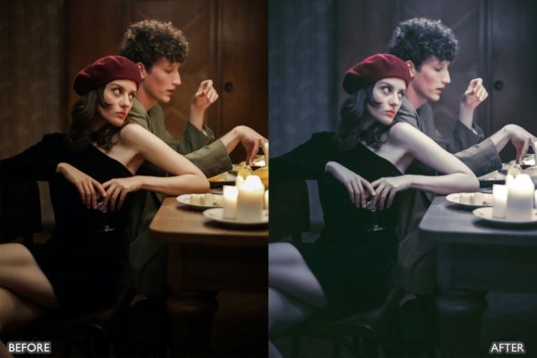 Фотография с цветокоррекцией из набора тёмный ночной портрет пресеты