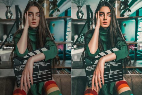 Фотография с цветокоррекцией из набора тёплая кожа на фоне зелени пресеты