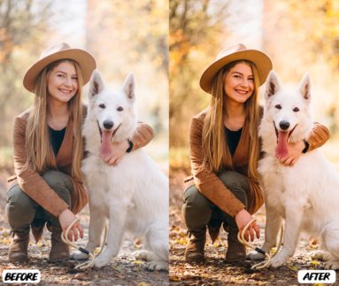 Фотография с цветокоррекцией из набора тёплая осень и жёлтая листва пресеты