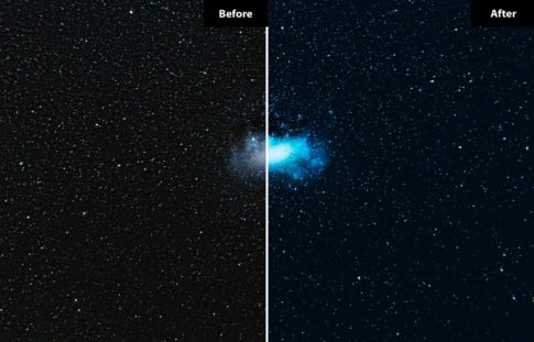 Фотография с цветокоррекцией из набора звёздное небо пресеты