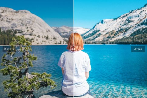 Фотография с цветокоррекцией из набора горное озеро пресеты