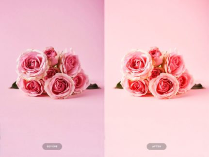 Фотография с цветокоррекцией из набора конфетный розовый пресеты