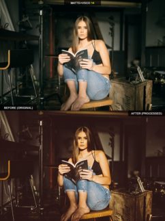 Демонстрация обработки портретной съёмки профилем из набора матовый vsco тон пресеты кадр 14