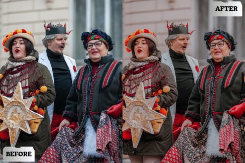 Фотография с цветокоррекцией из набора рождественский праздник пресеты
