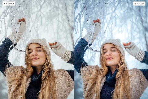 Фотография с цветокоррекцией из набора снежный портрет пресеты